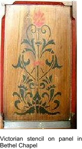 Victorian stencil on panel in Bethel Chapel